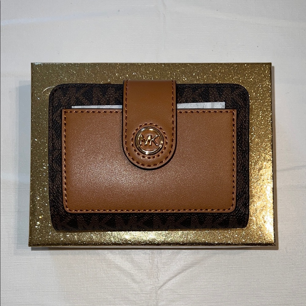 Michael Kors Tan and Brown Card Holder